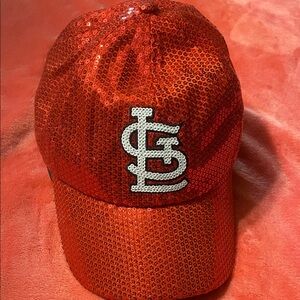 Sequin Red Baseball Cap with Logo